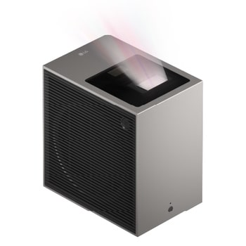 Front view of LG CineBeam S Mini UST Projector, 4K UHD, 3-ch RGB Laser, 450,000:1 Contrast, Max. 100" screen size, White - PU615U